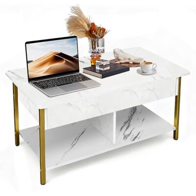 LANTUS Salontafel 3-in-1 met verborgen vakken en open rek, salontafel opklapbaar en uittrekbaar, eettafel voor 4-8 personen, met opvouwbaar dienblad, 90 x 48 x 62 cm (B) LANTUS Salontafel 3-in-1 met verborgen vakken en open rek, salontafel opklapbaar en uittrekbaar, eettafel voor 4-8 personen, met opvouwbaar dienblad, 90 x 48 x 62 cm (B)