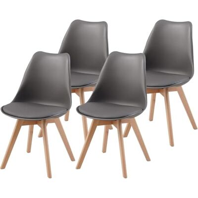 Albatros AARHUS Eetkamerstoel, 4 stuks, grijs met poten van massief hout, beuken, Scandinavisch retro-design Albatros AARHUS Eetkamerstoel, 4 stuks, grijs met poten van massief hout, beuken, Scandinavisch retro-design