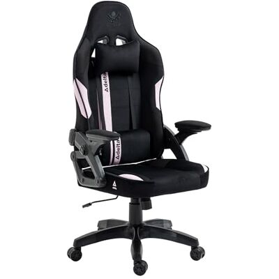 KRAKEN CHAIRS Ergonomische gamingstoel van velours, met lendenkussen, hoofdsteun, 2D-armleuningen, schommelfunctie, rugleuning 120° en belasting 130 kg, roze KRAKEN CHAIRS Ergonomische gamingstoel van velours, met lendenkussen, hoofdsteun, 2D-armleuningen, schommelfunctie, rugleuning 120° en belasting 130 kg, roze