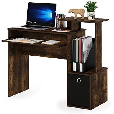 Furinno Multifunctioneel computerbureau met bak, bewerkt hout, barnsteen/zwart, 39,9 cm (D) x 100,1 (B) x 86,6 cm (H) Furinno Multifunctioneel computerbureau met bak, bewerkt hout, barnsteen/zwart, 39,9 cm (D) x 100,1 (B) x 86,6 cm (H)