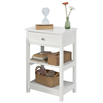 SoBuy Nachtkastje met 1 lade en 2 planken, moderne bijzettafel, wit, L 45 x D 30 x H 68 cm, FBT46-W SoBuy Nachtkastje met 1 lade en 2 planken, moderne bijzettafel, wit, L 45 x D 30 x H 68 cm, FBT46-W