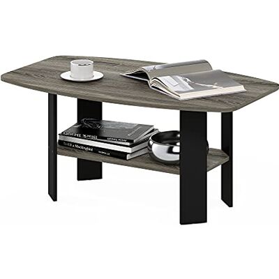 Furinno Salontafel in eenvoudig design, bijzettafel, Frans eiken/zwart Furinno Salontafel in eenvoudig design, bijzettafel, Frans eiken/zwart