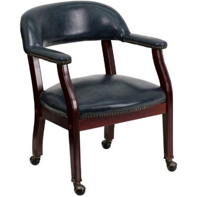 Flash Furniture Luxe conferentiestoel met wielen, hout, vinyl, marineblauw, 66,04 x 63,5 x 30,48 cm Flash Furniture Luxe conferentiestoel met wielen, hout, vinyl, marineblauw, 66,04 x 63,5 x 30,48 cm
