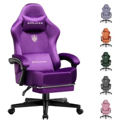 GTPLAYER Gamingstoel, ademend, ergonomisch, van polycarbonaat, rugleuning 160 graden verstelbaar en uittrekbare voetensteun, belasting 180 kg, belasting 180 kg, donkerpaars GTPLAYER Gamingstoel, ademend, ergonomisch, van polycarbonaat, rugleuning 160 graden verstelbaar en uittrekbare voetensteun, belasting 180 kg, belasting 180 kg, donkerpaars
