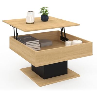 IDMarket Salontafel opklapbaar tafelblad Eden vierkant hout en zwart IDMarket Salontafel opklapbaar tafelblad Eden vierkant hout en zwart