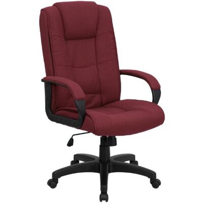 Flash Furniture Bureaustoel met hoge rugleuning, met armleuningen, metaal, wijnrood, 78,74 x 64,77 x 38,1 cm Flash Furniture Bureaustoel met hoge rugleuning, met armleuningen, metaal, wijnrood, 78,74 x 64,77 x 38,1 cm