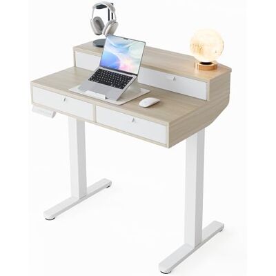 HUANUO Klein opklapbaar bureau 80 x 53 cm met laden, met Abraz C, in hoogte verstelbaar bureau voor zitten/staand, opklapbare tafel voor thuiskantoor met 4 niveaus Altur Memor HUANUO Klein opklapbaar bureau 80 x 53 cm met laden, met Abraz C, in hoogte verstelbaar bureau voor zitten/staand, opklapbare tafel voor thuiskantoor met 4 niveaus Altur Memor