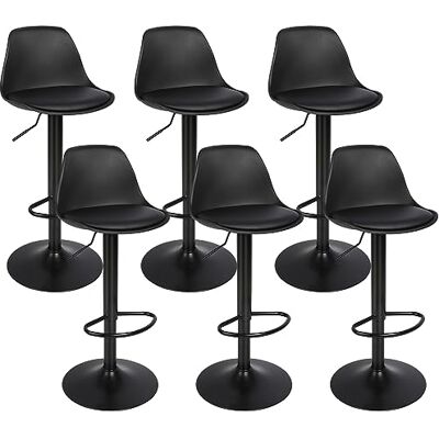 RELOVE Set van 6 barkrukken, draaibaar, 6 stuks, in hoogte verstelbaar en 360° draaibaar, robuust en ultrastil, B puur zwart RELOVE Set van 6 barkrukken, draaibaar, 6 stuks, in hoogte verstelbaar en 360° draaibaar, robuust en ultrastil, B puur zwart
