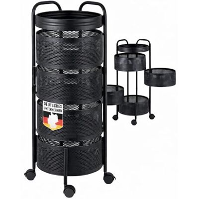 Floordirekt Henry Ronde keukentrolley, keukenrek, groenterek met wieltjes, fruitwagen, opbergwagen voor keuken, badkamer, woonkamer, kinderkamer Henry (5 Floordirekt Henry Ronde keukentrolley, keukenrek, groenterek met wieltjes, fruitwagen, opbergwagen voor keuken, badkamer, woonkamer, kinderkamer Henry (5