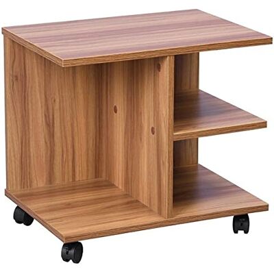 BAKAJI Multifunctionele woonkamertafel met wielen van melaminehout, voor café, bank, tv-kast, tijdschriftenrek, nachtkastje (walnoot) BAKAJI Multifunctionele woonkamertafel met wielen van melaminehout, voor café, bank, tv-kast, tijdschriftenrek, nachtkastje (walnoot)