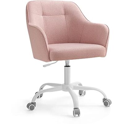 SONGMICS Chaise de Bureau Ergonomique, Fauteuil Pivotant, avec Accoudoirs Stof in linnenlook, in hoogte verstelbaar, 64 x 64 x 89,5 cm, roze, collectie TYRA OBG019P01 SONGMICS Chaise de Bureau Ergonomique, Fauteuil Pivotant, avec Accoudoirs Stof in linnenlook, in hoogte verstelbaar, 64 x 64 x 89,5 cm, roze, collectie TYRA OBG019P01