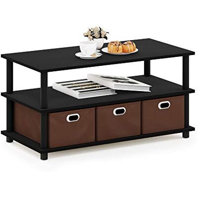 Furinno Frans Turn-N-Tube Salontafel met laden, eiken, zwart/bruin, 79,2 x 40,1 x 39,4 cm Furinno Frans Turn-N-Tube Salontafel met laden, eiken, zwart/bruin, 79,2 x 40,1 x 39,4 cm