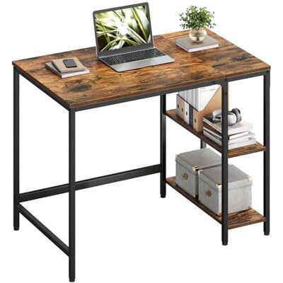 VASAGLE LWD046B01 Computerbureau met 2 legplanken, rechts of links, 100 x 50 x 75 cm, voor kantoor, woonkamer, stalen frame, industrieel design VASAGLE LWD046B01 Computerbureau met 2 legplanken, rechts of links, 100 x 50 x 75 cm, voor kantoor, woonkamer, stalen frame, industrieel design