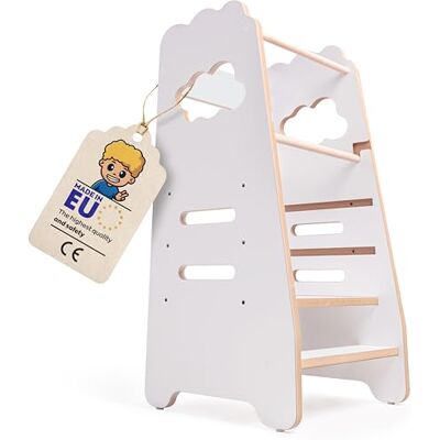 MISIOO Montessori leertoren vanaf 1 jaar, in hoogte verstelbare leertoren met kantelbeveiliging, massief en elegant, gemaakt in de EU met montageaccessoires MISIOO Montessori leertoren vanaf 1 jaar, in hoogte verstelbare leertoren met kantelbeveiliging, massief en elegant, gemaakt in de EU met montageaccessoires
