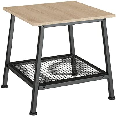 tectake ® Bedford bijzettafel, industrieel design, licht hout, Sonoma eiken, hout en staal, 45,5 x 45 x 47 cm, verstelbare poten tectake ® Bedford bijzettafel, industrieel design, licht hout, Sonoma eiken, hout en staal, 45,5 x 45 x 47 cm, verstelbare poten