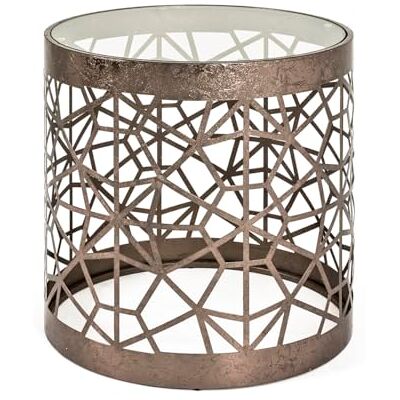 HAKU bijzettafel brons, metaal, gehard glas 8 mm Dim.: H 50 cm x Ø 50 cm, Stijl: Art Deco HAKU bijzettafel brons, metaal, gehard glas 8 mm Dim.: H 50 cm x Ø 50 cm, Stijl: Art Deco