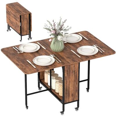 HOMCOM Eettafel, inklapbaar, op wielen, 130 x 80 x 74 cm, rustiek bruin HOMCOM Eettafel, inklapbaar, op wielen, 130 x 80 x 74 cm, rustiek bruin