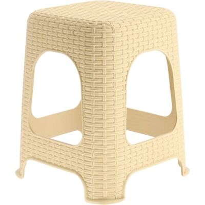 KADAX Kunststof kruk, opstapkruk tot 120 kg, rotan kruk met antislip voeten, badkamerkruk, woonkamerkruk, lichte kruk, tuinkruk, kruk (beige) KADAX Kunststof kruk, opstapkruk tot 120 kg, rotan kruk met antislip voeten, badkamerkruk, woonkamerkruk, lichte kruk, tuinkruk, kruk (beige)