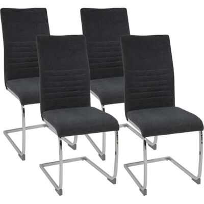 Albatros Lugano Eetkamerstoelen, gestoffeerd, modern design, bekleding van stof, dikke bekleding, grijs, 4 stuks Albatros Lugano Eetkamerstoelen, gestoffeerd, modern design, bekleding van stof, dikke bekleding, grijs, 4 stuks