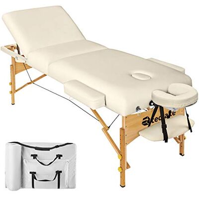 tectake Professionele opvouwbare massagetafel, 3 zones, bekleding, 13 cm, massage en ontspanning, hout, esthetische tafel, professioneel, massagebed, draagbaar, draagtas, beige tectake Professionele opvouwbare massagetafel, 3 zones, bekleding, 13 cm, massage en ontspanning, hout, esthetische tafel, professioneel, massagebed, draagbaar, draagtas, beige