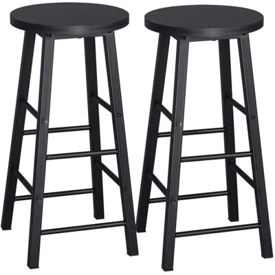 WOLTU Set van 2 barkrukken, bistrokruk, stabiel en duurzaam stalen frame, MDF-zitvlak, zwart, BH130sz-2 WOLTU Set van 2 barkrukken, bistrokruk, stabiel en duurzaam stalen frame, MDF-zitvlak, zwart, BH130sz-2