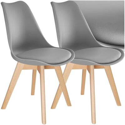 tectake ® Eetkamerstoelen, keukenstoel, modern, Scandinavisch, keukenstoel, eetkamerstoel, hout, grijs, 2 stuks tectake ® Eetkamerstoelen, keukenstoel, modern, Scandinavisch, keukenstoel, eetkamerstoel, hout, grijs, 2 stuks