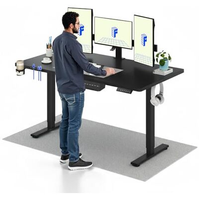 FLEXISPOT Elektrisch in hoogte verstelbaar bureau 160 x 75 cm, zit-statafel, activiteitsherinneringsfunctie, met bekerhouders en haken, geheugenfunctiepaneel, zwart FLEXISPOT Elektrisch in hoogte verstelbaar bureau 160 x 75 cm, zit-statafel, activiteitsherinneringsfunctie, met bekerhouders en haken, geheugenfunctiepaneel, zwart