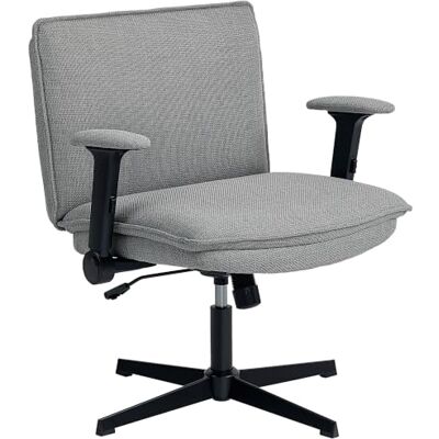 HOMCOM Bureaustoel, armleuningen, inklapbaar, grijs Brede zitting, in hoogte verstelbaar, gekruiste poten, draaistoel, linnenlook, voor thuiskantoor HOMCOM Bureaustoel, armleuningen, inklapbaar, grijs Brede zitting, in hoogte verstelbaar, gekruiste poten, draaistoel, linnenlook, voor thuiskantoor