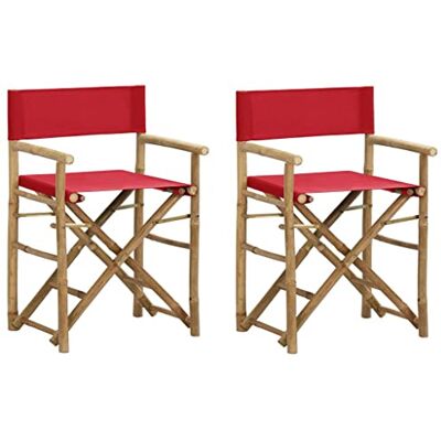 vidaXL Klapstoelen, 2 stuks, rood, bamboe en stof vidaXL Klapstoelen, 2 stuks, rood, bamboe en stof