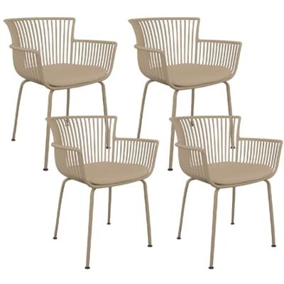 Kick Collection Set van 4 tuinstoelen Otis beige modern en hoogwaardig kunststof, gecoat metaal in PU-leer verkrijgbaar in vele kleuren Kick Collection Set van 4 tuinstoelen Otis beige modern en hoogwaardig kunststof, gecoat metaal in PU-leer verkrijgbaar in vele kleuren