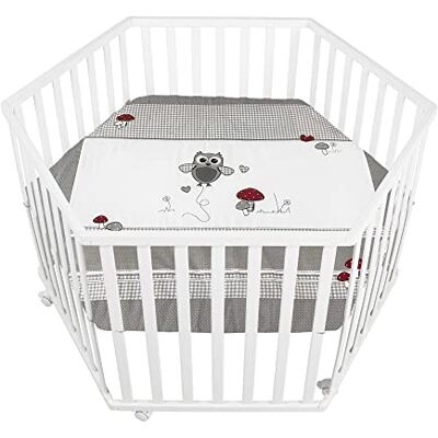 roba Zeshoekige babybox van Adam & Eule hout + boxmat en wielen met remmen, in hoogte verstelbare basis, wit roba Zeshoekige babybox van Adam & Eule hout + boxmat en wielen met remmen, in hoogte verstelbare basis, wit