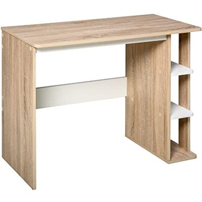 HOMCOM Computerbureau van hout, 100 l x 44 b x 74 h cm, licht eiken, wit HOMCOM Computerbureau van hout, 100 l x 44 b x 74 h cm, licht eiken, wit