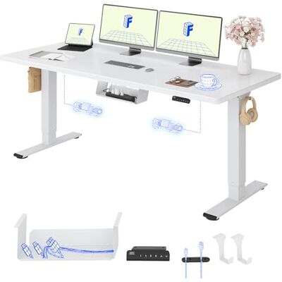 FLEXISPOT In hoogte verstelbaar bureau met 2 motoren en 25 mm eendelig tafelblad, ergonomische bureautafel, 180 x 80 cm, wit FLEXISPOT In hoogte verstelbaar bureau met 2 motoren en 25 mm eendelig tafelblad, ergonomische bureautafel, 180 x 80 cm, wit