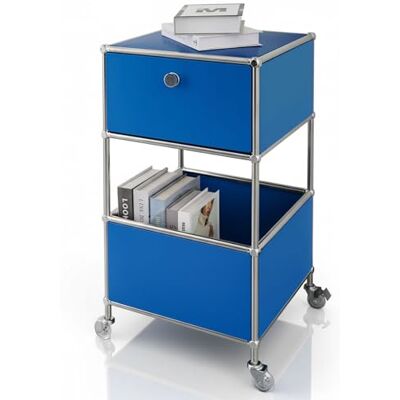 Floordirekt Concept Epure MK-145 Metalen rek voor woonkamer, kantoor, hal, blauw, chroom, 75 x 40 x 40 cm (h x b x d) Floordirekt Concept Epure MK-145 Metalen rek voor woonkamer, kantoor, hal, blauw, chroom, 75 x 40 x 40 cm (h x b x d)