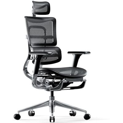 Diablo V-Master Ergonomische bureaustoel, armleuningen, 3D-rugleuning, verstelbare rugleuning, hoofdsteun, voetensteun, netstof Diablo V-Master Ergonomische bureaustoel, armleuningen, 3D-rugleuning, verstelbare rugleuning, hoofdsteun, voetensteun, netstof