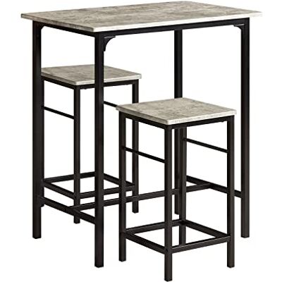 SoBuy OGT10-HG Bistrotafel 3-delige Tafel met 2 stoelen Bartafelset Eettafel Grijze Zitgroep SoBuy OGT10-HG Bistrotafel 3-delige Tafel met 2 stoelen Bartafelset Eettafel Grijze Zitgroep