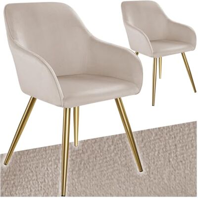 tectake Eetkamerstoelen in fluwelen look met goudkleurige stalen poten, dikke gestoffeerde stoelen, ergonomisch design en eenvoudige montage, ideaal als eetkamerstoel, woonkamerstoel, 2 stuks tectake Eetkamerstoelen in fluwelen look met goudkleurige stalen poten, dikke gestoffeerde stoelen, ergonomisch design en eenvoudige montage, ideaal als eetkamerstoel, woonkamerstoel, 2 stuks