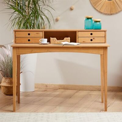 IDIMEX Milano Bureau met 4 laden en 1 vak van natuurlijk massief grenenhout, robuuste afwerking, pc-tafel met opbergruimte IDIMEX Milano Bureau met 4 laden en 1 vak van natuurlijk massief grenenhout, robuuste afwerking, pc-tafel met opbergruimte
