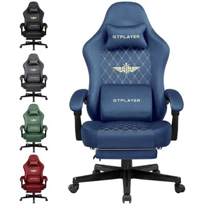 GTPLAYER Gamingstoel, stof, gamestoel, ergonomisch, bureau, pc-stoel, 151 kg, verstelbare en draaibare tafelstoel met veerzitkussen en voetensteun, blauw GTPLAYER Gamingstoel, stof, gamestoel, ergonomisch, bureau, pc-stoel, 151 kg, verstelbare en draaibare tafelstoel met veerzitkussen en voetensteun, blauw