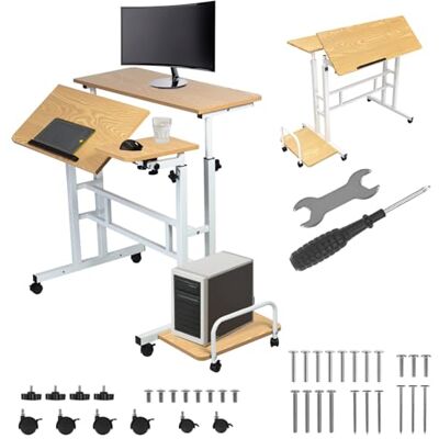 Maclean MC-124 Mobiel bureau, verstelbaar, met wielen, kantelbaar, 80 x 60 cm, in hoogte verstelbaar 67-115 cm, belasting 50 kg, zijplank, ergonomisch design, thuis, kantoor, studio (wit) Maclean MC-124 Mobiel bureau, verstelbaar, met wielen, kantelbaar, 80 x 60 cm, in hoogte verstelbaar 67-115 cm, belasting 50 kg, zijplank, ergonomisch design, thuis, kantoor, studio (wit)