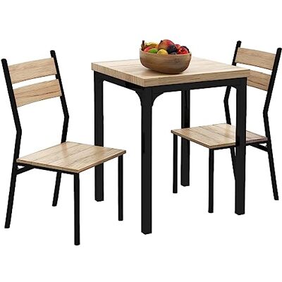HOMCOM Tafel- en stoelset voor 2 personen, licht eikenhout HOMCOM Tafel- en stoelset voor 2 personen, licht eikenhout
