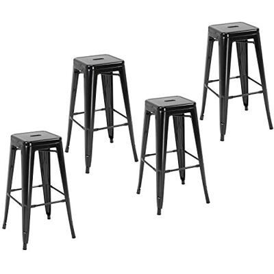 HOMCOM Barkrukken, metaal, stapelbaar, voetsteun, 76 cm, zwart, 4 stuks HOMCOM Barkrukken, metaal, stapelbaar, voetsteun, 76 cm, zwart, 4 stuks