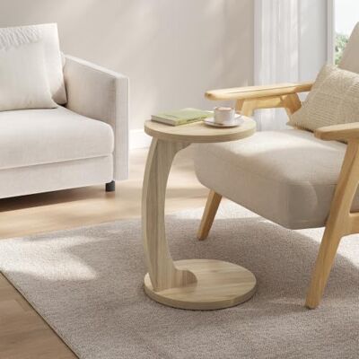 WOLTU Bijzettafel C-vorm – ronde salontafel voor bank, bed – MDF, diameter 38 x hoogte 55 cm, licht eiken WOLTU Bijzettafel C-vorm – ronde salontafel voor bank, bed – MDF, diameter 38 x hoogte 55 cm, licht eiken
