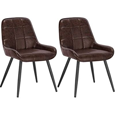 WOLTU Set van 2 eetkamerstoelen, ontspannende stoelen van kunstleer, ergonomische Scandinavische stoel met rugleuning voor woonkamer, keuken, slaapkamer, donkerbruin, BH332dbr-2 WOLTU Set van 2 eetkamerstoelen, ontspannende stoelen van kunstleer, ergonomische Scandinavische stoel met rugleuning voor woonkamer, keuken, slaapkamer, donkerbruin, BH332dbr-2