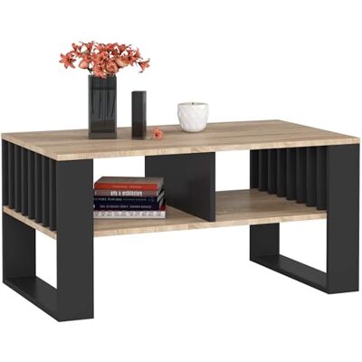 AKORD Salontafel Rockford Sonoma eiken 92 cm met zwarte poten frame A92 x B 45 x F53 cm AKORD Salontafel Rockford Sonoma eiken 92 cm met zwarte poten frame A92 x B 45 x F53 cm