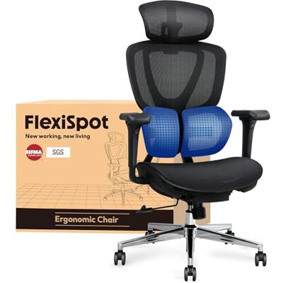 FLEXISPOT ErgoX Pro Ergonomische bureaustoel, bureaustoel met lendensteun, 3D-hoofdsteun en verstelbare zitdiepte, rugleuning in 3 standen kantelbaar en in hoogte verstelbaar, zwart FLEXISPOT ErgoX Pro Ergonomische bureaustoel, bureaustoel met lendensteun, 3D-hoofdsteun en verstelbare zitdiepte, rugleuning in 3 standen kantelbaar en in hoogte verstelbaar, zwart