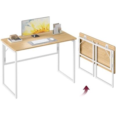VASAGLE Klaptafel, inklapbaar bureau, eendelig dienblad, afgeronde randen, voor slaapkamer, balkon of camping, eenvoudige montage, 100 x 50 cm, kleur eiken naturel LWD152YD01 VASAGLE Klaptafel, inklapbaar bureau, eendelig dienblad, afgeronde randen, voor slaapkamer, balkon of camping, eenvoudige montage, 100 x 50 cm, kleur eiken naturel LWD152YD01