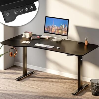 Shally Dogan In hoogte verstelbaar elektrisch bureau, gemotoriseerde opklapbare tafel met bedieningsconsole en insteltoetsen, haak voor hoofdtelefoonhouder, stabureau (zwart, 160 x 75 x 72-117 cm) Shally Dogan In hoogte verstelbaar elektrisch bureau, gemotoriseerde opklapbare tafel met bedieningsconsole en insteltoetsen, haak voor hoofdtelefoonhouder, stabureau (zwart, 160 x 75 x 72-117 cm)