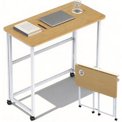 Huracan Klein opvouwbaar bureau met wielen, in hoogte verstelbaar, 80 x 40 x 74 cm, multifunctioneel bureau voor thuis, werk en vrije tijd, ergonomisch, ruimtebesparend, walnootkleur Huracan Klein opvouwbaar bureau met wielen, in hoogte verstelbaar, 80 x 40 x 74 cm, multifunctioneel bureau voor thuis, werk en vrije tijd, ergonomisch, ruimtebesparend, walnootkleur
