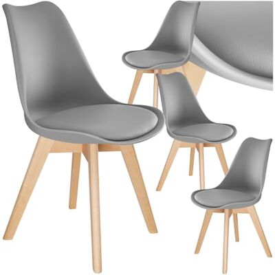 tectake ® Set van 4 eetkamerstoelen met kuipstoel, moderne keukenstoelen, Scandinavische decoratie voor woonkamer, eetkamer, keuken en kantoor, grijs tectake ® Set van 4 eetkamerstoelen met kuipstoel, moderne keukenstoelen, Scandinavische decoratie voor woonkamer, eetkamer, keuken en kantoor, grijs